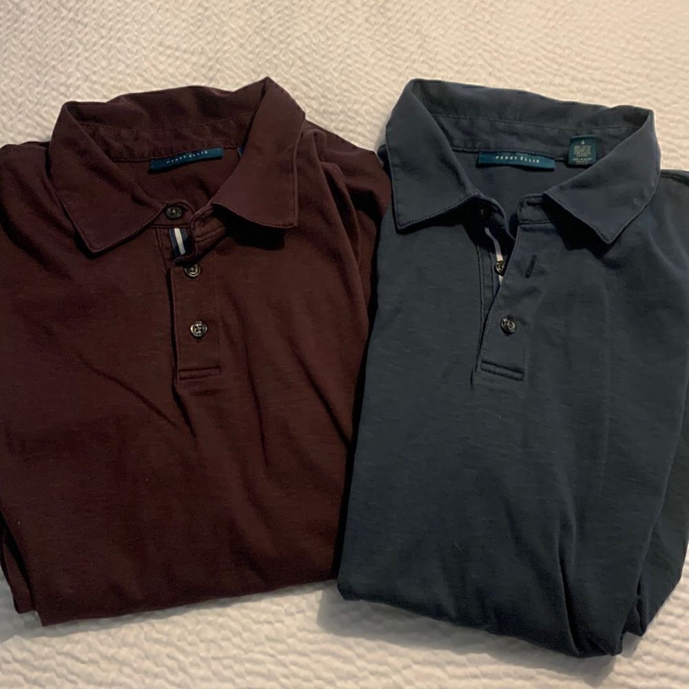 PERRY ELLIS, button down, short sleeve, 100% cotton, new condition, large,